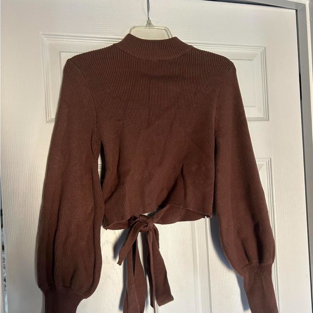 Brown Tie-Back Sweater